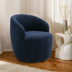 Fannie 25.60'' Wide Small Size Boucle Upholstered 360° Swivel Barrel Chair-The Pop Maison -Furniture Shop GUEST 34733b62 6b11 4388 ba3e 8f826ec07faf