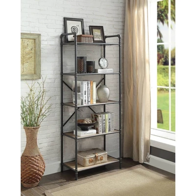 Itzel Bookcase Antique Oak/Sandy Gray - Acme Furniture 7 Itzel Bookcase Antique Oak/Sandy Gray - Acme Furniture - Image 5