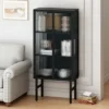 61.61" High Contemporary Glass Door Cabinet With Two Levels Of Storage, Black - ModernLuxe 1 61.61" High Contemporary Glass Door Cabinet With Two Levels Of Storage, Black - ModernLuxe -Furniture Shop GUEST 35199d2d f2eb 4fa7 9695 d140e2822588