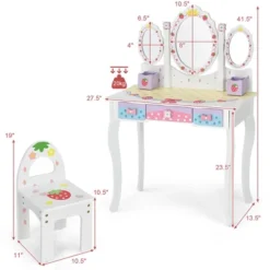 Costway Kids Vanity Princess Makeup Dressing Table Chair Set W/ Tri-fold Mirror White 13 Costway Kids Vanity Princess Makeup Dressing Table Chair Set W/ Tri-fold Mirror White -Furniture Shop GUEST 360653dc daeb 4682 8983 db4a4af80512