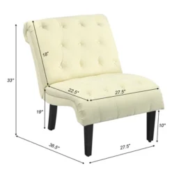 Costway Set Of 2 Armless Accent Chair Upholstered Tufted Lounge Chair