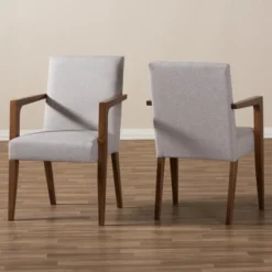 Set Of 2 Andrea Mid - Century Modern Upholstered Wooden Armchair - Grayish Beige - Baxton Studio -Furniture Shop GUEST 369f10b0 9cf6 47a4 a257 ead9a167bd3b