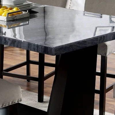 70" Westlie Rectangular Genuine Marble Top Counter Height Table Gray/Black - HOMES: Inside + Out 4 70" Westlie Rectangular Genuine Marble Top Counter Height Table Gray/Black - HOMES: Inside + Out - Image 2