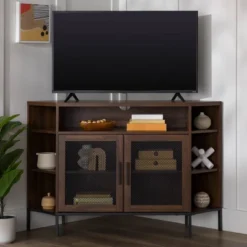 Corner TV Stand For TVs Up To 55" With Metal Mesh Doors - Saracina Home -Furniture Shop GUEST 37c2fa85 ab08 4b35 a28d 41518b8299c5