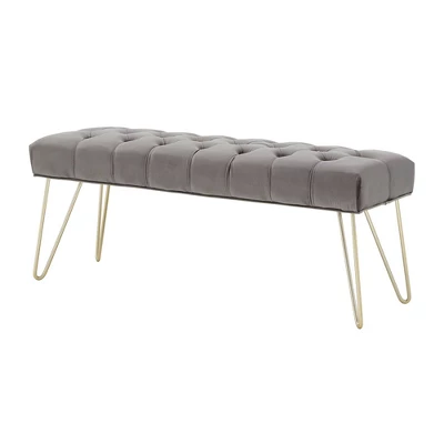 Hewett Velvet Tufted Metal Bench - Inspire Q 10 Hewett Velvet Tufted Metal Bench - Inspire Q - Image 8