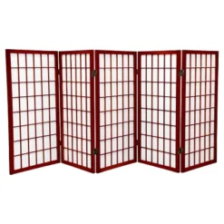 3 Ft. Tall Window Pane Shoji Screen (5 Panels) - Oriental Furniture