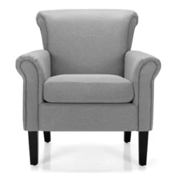 Costway Modern Upholstered Fabric Accent Chair W/ Rubber Wood Legs Dark GrayLight Grayy 17 Costway Modern Upholstered Fabric Accent Chair W/ Rubber Wood Legs Dark GrayLight Grayy -Furniture Shop GUEST 3988bdf8 d8db 4981 a1df 939a8a0d7bd0