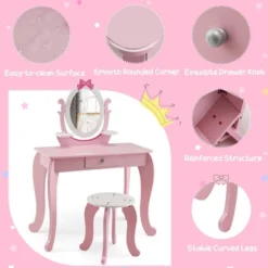 Costway Kid Vanity Table Stool Set With Adjustable Mirror Storage Drawer Makeup Pink -Furniture Shop GUEST 3a03915c c18f 4dfe 8d5e 81a8d4aa7676