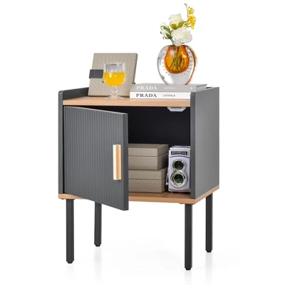 Costway Nightstand Bedside End Table With Door Cabinet For Living Room Bedroom 13 Costway Nightstand Bedside End Table With Door Cabinet For Living Room Bedroom - Image 11