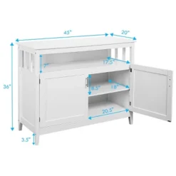 Costway Modern Kitchen Storage Cabinet Buffet Server Table 36" Sideboard Dining Wood White