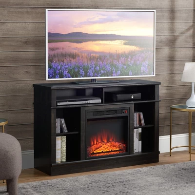 HOMCOM Electric Fireplace TV Stand Console For TV's Up To 50", Living Room Entertainment Center With Adjustable Shelves, 6 Cubby Storage, Espresso 4 HOMCOM Electric Fireplace TV Stand Console For TV's Up To 50", Living Room Entertainment Center With Adjustable Shelves, 6 Cubby Storage, Espresso - Image 2