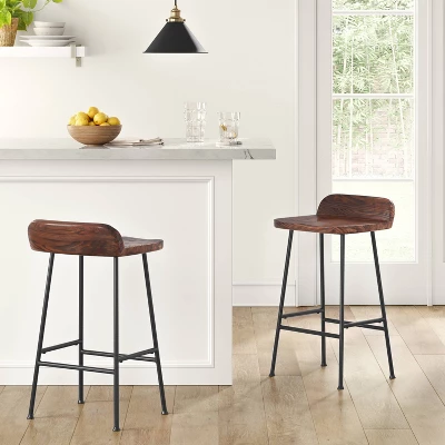 Lorton Low Back Metal Leg Wood Counter Height Barstool - Threshold™ 3 Lorton Low Back Metal Leg Wood Counter Height Barstool - Threshold™