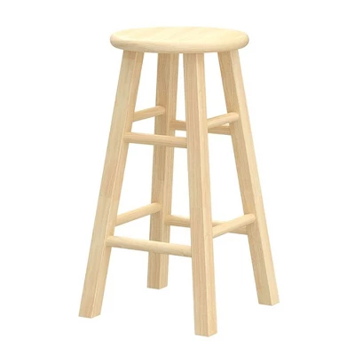 PJ Wood Classic Round-Seat 24" Tall Kitchen Counter Stools For Homes, Dining Spaces, And Bars With Backless Seats, 4 Square Legs, Natural (Set Of 8) 5 PJ Wood Classic Round-Seat 24" Tall Kitchen Counter Stools For Homes, Dining Spaces, And Bars With Backless Seats, 4 Square Legs, Natural (Set Of 8) - Image 3