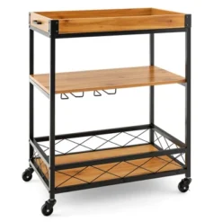 Costway 3-Tier Wine Bar Cart Rolling Rack Serving Trolley Detachable Top & Glass Holder 19 Costway 3-Tier Wine Bar Cart Rolling Rack Serving Trolley Detachable Top & Glass Holder -Furniture Shop GUEST 3bc42c74 880a 4e1d 833d 348987e956ce