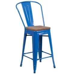 Flash Furniture 24" High Metal Counter Height Stool With Back And Wood Seat -Furniture Shop GUEST 3bf58ecf 9d15 40bb be26 a24b10f2cec4