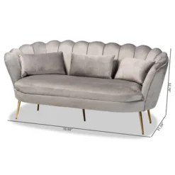 Genia Velvet Fabric Upholstered And Metal Sofa Gray/Gold - Baxton Studio 23 Genia Velvet Fabric Upholstered And Metal Sofa Gray/Gold - Baxton Studio -Furniture Shop GUEST 3c2d3cc0 14f3 44f4 a04f f62e34753e2c
