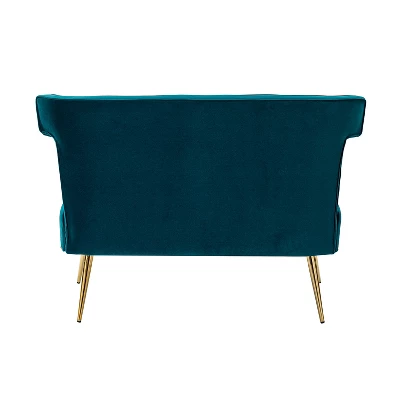 Cadmus 46" Modern Velvet Armless Loveseat With Channel-tufted Wingback For Living Room And Drawing Room| KARAT HOME 6 Cadmus 46" Modern Velvet Armless Loveseat With Channel-tufted Wingback For Living Room And Drawing Room| KARAT HOME - Image 4