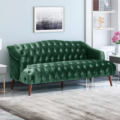 Adelia Modern Glam Tufted Velvet Sofa - Christopher Knight Home 3 Adelia Modern Glam Tufted Velvet Sofa - Christopher Knight Home