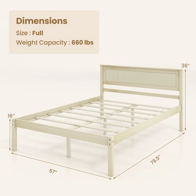 Costway Full/Queen/Twin Size Wooden Platform Bed Frame With Headboard Mattress Foundation Natural 4 Costway Full/Queen/Twin Size Wooden Platform Bed Frame With Headboard Mattress Foundation Natural - Image 2