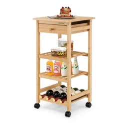 Costway Rolling Kitchen Island Utility Trolley Cart W/Drawer & Wine Rack -Furniture Shop GUEST 4071b3e6 40b1 4c53 abb1 445ecab850bd
