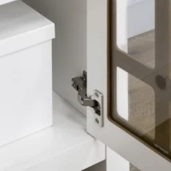 HOMCOM Kitchen Cabinet, Storage Cabinet, Sideboard Buffet Cabinet With Double Glass Doors For Kitchen, Living Room, White -Furniture Shop GUEST 40dd5b5f e5a5 471d 83c8 4896f4a805c6