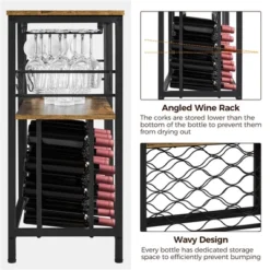 Yaheetech Home Bar Industrial Wine Rack Table With Glass Holder, Wine Bar Cabinet, Rustic Brown -Furniture Shop GUEST 4102d137 e82a 4191 8a8b 2bfa5e1094ba