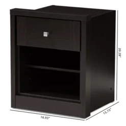 Danette Modern And Contemporary Finished 1 Drawer Nightstand Dark Brown - Baxton Studio -Furniture Shop GUEST 422e8723 99de 4bae bd28 175a9ef38bbd