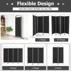 Costway 4 Panels Folding Room Divider 6 Ft Tall Fabric Privacy Screen Black/Brown/Grey/White 19 Costway 4 Panels Folding Room Divider 6 Ft Tall Fabric Privacy Screen Black/Brown/Grey/White -Furniture Shop GUEST 43b847ee 2662 4dde 86e2 8e829dd1086a