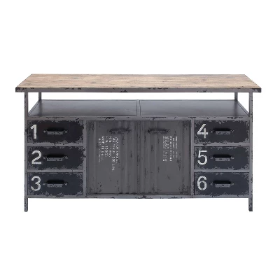 Industrial Wood Buffet Gray - Olivia & May 3 Industrial Wood Buffet Gray - Olivia & May