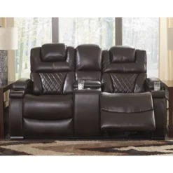 Warnerton Power Recliner Loveseat With Console And Adjustable Headrest Chocolate - Signature Design By Ashley