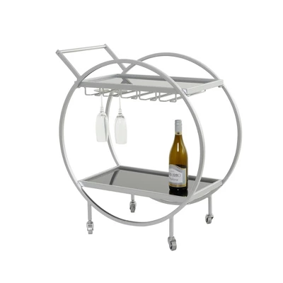 Contemporary Metal Round Bar Cart - Olivia & May 12 Contemporary Metal Round Bar Cart - Olivia & May - Image 10