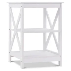 Costway 2PC 3-Tier Nightstand End Table Storage Display Shelf Living Room Furni White -Furniture Shop GUEST 4792df9e ee08 4fbd a7b6 1847ab90130f