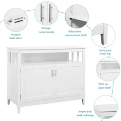 Costway Modern Kitchen Storage Cabinet Buffet Server Table 36" Sideboard Dining Wood White -Furniture Shop GUEST 484cf5a6 3e75 4df6 a1c1 00bb6dec7a7c