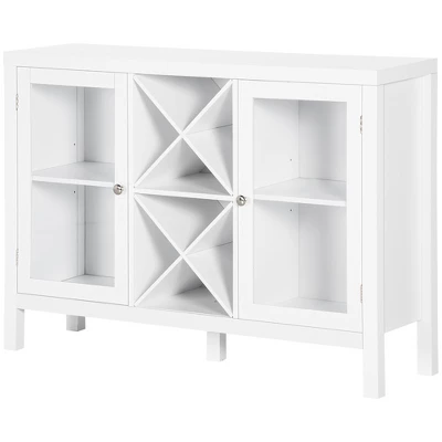 HOMCOM Modern Kitchen Sideboard, Buffet Table With Removable Wine Rack, Glass Door Cabinet And Shelves For Living Room, Kitchen, Entryway, White 5 HOMCOM Modern Kitchen Sideboard, Buffet Table With Removable Wine Rack, Glass Door Cabinet And Shelves For Living Room, Kitchen, Entryway, White - Image 3