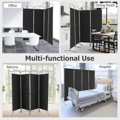 Costway 4 Panels Folding Room Divider 6 Ft Tall Fabric Privacy Screen Black/Brown/Grey/White 9 Costway 4 Panels Folding Room Divider 6 Ft Tall Fabric Privacy Screen Black/Brown/Grey/White - Image 7