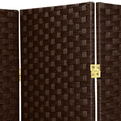 6 Ft. Tall Woven Fiber Room Divider - Dark Mocha (6 Panels) 3 6 Ft. Tall Woven Fiber Room Divider - Dark Mocha (6 Panels)