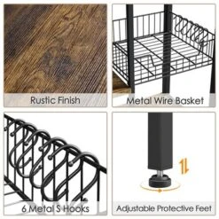 Yaheetech 5-Tier 56" H Baker’s Rack With Wire Basket & Power Outlets, Rustic Brown -Furniture Shop GUEST 49242dd9 ba1b 4616 a515 0d9a2f0eecae