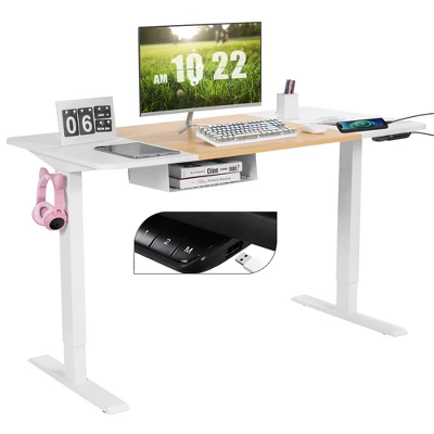 55''x28'' Electric Standing Desk Adjustable Sit To Stand Table W/USB Port WhiteNatural 13 55''x28'' Electric Standing Desk Adjustable Sit To Stand Table W/USB Port WhiteNatural - Image 11