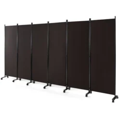 Costway 6-Panel Folding Room Divider 6FT Rolling Privacy Screen With Lockable Wheels Black/Brown/Grey/White -Furniture Shop GUEST 4a33beee bb2e 4b88 8a37 b80ebdffd8d8