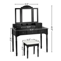 Costway 7 Drawers Vanity Set Dressing Table W/ Tri-Folding Mirror 16 Costway 7 Drawers Vanity Set Dressing Table W/ Tri-Folding Mirror -Furniture Shop GUEST 4b1da2e8 fd25 4517 8385 9458c7321b8f