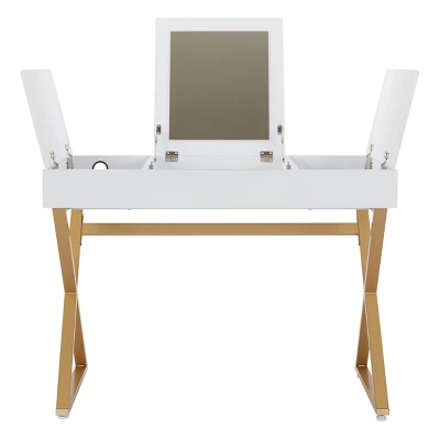 Juliette Vanity Desk Gold Legs With Top White - OSP Home Furnishings 5 Juliette Vanity Desk Gold Legs With Top White - OSP Home Furnishings - Image 3