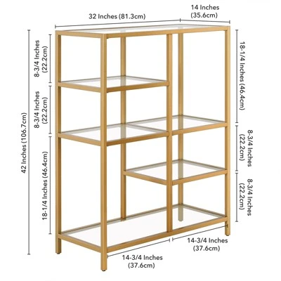 42" Tall Brass Finish Bookcase - Henn&Hart 9 42" Tall Brass Finish Bookcase - Henn&Hart - Image 7