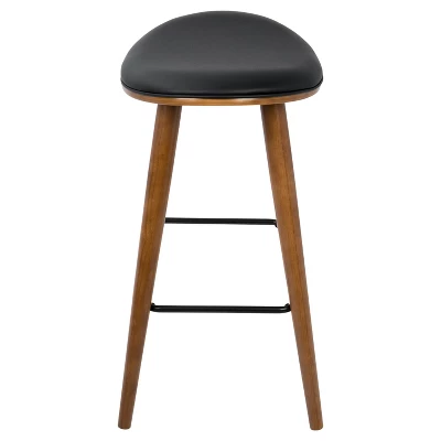 Set Of 2 26" Saddle Counter Height Barstools With Faux Leather - LumiSource 4 Set Of 2 26" Saddle Counter Height Barstools With Faux Leather - LumiSource - Image 2
