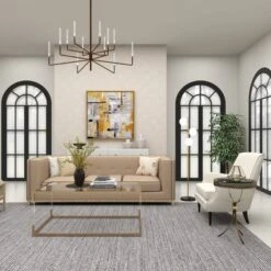 Metal And Glass Round Pedestal Table Gold - Olivia & May -Furniture Shop GUEST 4dda5ff2 a33b 48bf bcce d2d1d9d78ae9