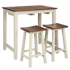 Costway 3-Piece Bar Table Set Counter Pub Table& 2 Saddle Bar Stools W/ Hanging Design -Furniture Shop GUEST 4ddb2409 f317 4287 98b3 c3cee6fbb7f6