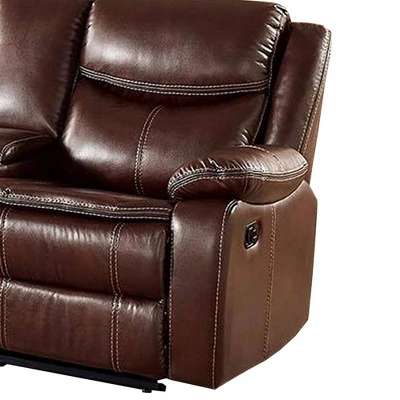 Recliner Loveseat With Leatherette Seating Brown - Benzara 5 Recliner Loveseat With Leatherette Seating Brown - Benzara - Image 3