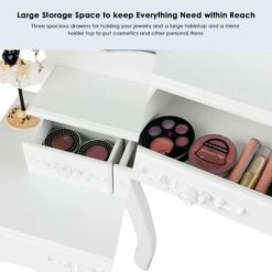 Costway White Vanity Jewelry Makeup Dressing Table Stool Drawer 16 Costway White Vanity Jewelry Makeup Dressing Table Stool Drawer -Furniture Shop GUEST 4ea12245 eabe 41e0 bbdb 1e31334750c0