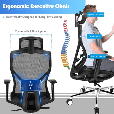Costway Ergonomic Office Chair High-Back Mesh Chair W/Adjustable Lumbar Support 7 Costway Ergonomic Office Chair High-Back Mesh Chair W/Adjustable Lumbar Support - Image 5