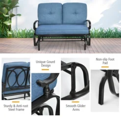 Tangkula 2-Person Outdoor Bench Patio Swing Glider Chair With Cushions Rocking Chair Cushioned Sofa -Furniture Shop GUEST 4f052ec6 e8d0 48df 89da 73746995ed20