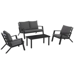 Outsunny 4 Piece Patio Furniture Set, Outdoor Conversation Set W/ Armchairs, Loveseat, Coffee Table And Cushions For Backyard, Poolside, Lawn -Furniture Shop GUEST 4f089bf9 a470 493a bdf8 2b78655d0c7e